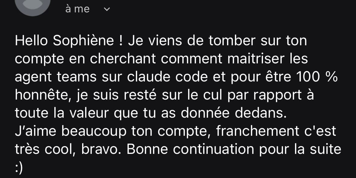 Témoignage DM — Je suis resté sur le cul par rapport à toute la valeur que tu as donnée. J'aime beaucoup ton compte, franchement c'est très cool, bravo