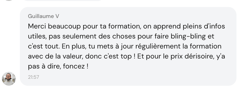 Témoignage de Guillaume V — Pleins d'infos utiles, mises à jour régulières, pour le prix dérisoire foncez